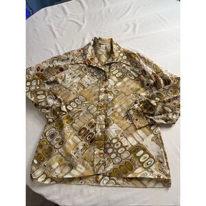 Vintage Gailord Abstract Top Blouse Button Up Shirt Women’s Size 16